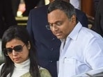 Trinamool Congress MP Mahua Moitra and Congress MP Karti Chidambaram. 