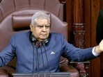 Rajya Sabha chairman Jagdeep Dhankhar conducts the proceedings of the House during the Budget Session of Parliament, in New Delhi on Friday. Rajya Sabha chairman Jagdeep Dhankhar conducts the proceedings of the House during the Budget Session of Parliament, in New Delhi on Friday.