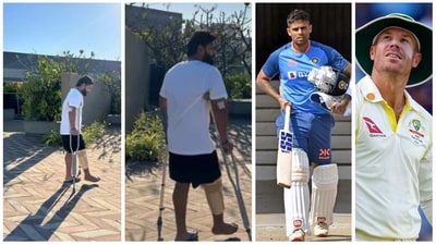 Rishabh Pant has shared a couple of photos in which the injured cricketer can be seen walking on crutches (Rishabh Pant Instagram-ANI-PTI)