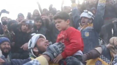 Family of five survives earthquake in Syria. (Twitter/@The White Helmets) Family of five survives earthquake in Syria. (Twitter/@The White Helmets)