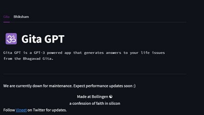 'Gita GPT' has been developed by Sai Vineet, a Software Development Engineer with Google 'Gita GPT' has been developed by Sai Vineet, a Software Development Engineer with Google