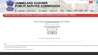 JKPSC CCE Mains 2022 Admit card out at jkpsc.nic.in JKPSC CCE Mains 2022 Admit card out at jkpsc.nic.in