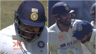 Ravindra Jadeja hugged Rohit Sharma after the India captain got to his hundred Ravindra Jadeja hugged Rohit Sharma after the India captain got to his hundred