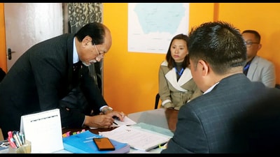 Nagaland chief minister Neiphiu Rio filed his nomination papers as a candidate for the upcoming Nagaland Assembly Elections on February 6. (File Photo/Twitter/Neiphiu Rio)