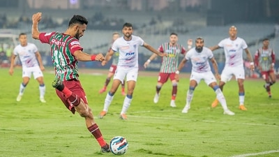 Manvir Singh in action for ATK Mohun Bagan. (PTI) Manvir Singh in action for ATK Mohun Bagan. (PTI)