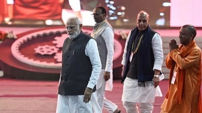 Prime Minister Narendra Modi on Friday inaugurated the three-day-long Uttar Pradesh Global Investors Summit 2023 in Lucknow. It is the flagship investment summit of the Uttar Pradesh government which is being held from February 10-12. (HT Photo/Deepak Gupta) Prime Minister Narendra Modi on Friday inaugurated the three-day-long Uttar Pradesh Global Investors Summit 2023 in Lucknow. It is the flagship investment summit of the Uttar Pradesh government which is being held from February 10-12. (HT Photo/Deepak Gupta)