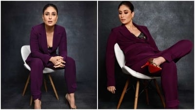 Kareena Kapoor is in the mood for black laced bra and a purple pantsuit (Instagram/@kareenakapoorkhan) Kareena Kapoor is in the mood for black laced bra and a purple pantsuit (Instagram/@kareenakapoorkhan)