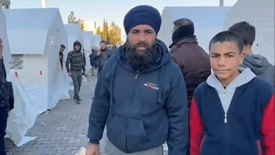 A Khalsa Aid International member at a camp in Turkey after following the deadly earthquakes. (Source: Khalsa Aid International) A Khalsa Aid International member at a camp in Turkey after following the deadly earthquakes. (Source: Khalsa Aid International)