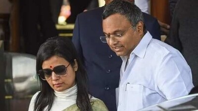 Trinamool Congress MP Mahua Moitra and Congress MP Karti Chidambaram. (PTI file)