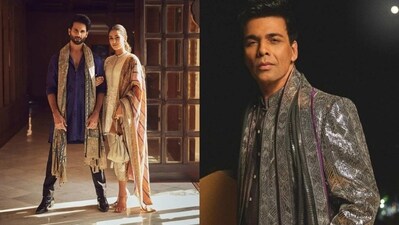 Karan Johar, Shahid Kapoor and Mira Rajput at Sidharth Malhotra and Kiara Advani's wedding in Rajasthan. Karan Johar, Shahid Kapoor and Mira Rajput at Sidharth Malhotra and Kiara Advani's wedding in Rajasthan.