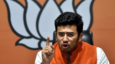 &nbsp;BJYM National President Tejasvi Surya &nbsp;(File Photo / ANI)