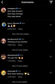 Team India star Suryakumar Yadav and veteran Australian opener David Warner have posted heartfelt messages for Rishabh Pant