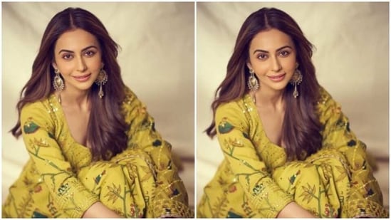 In statement silver earrings from the shelves of Abhilasha Pret Jewellery, Rakul Preet further accessorised her look for the day.&nbsp;(Instagram/@rakulpreet)