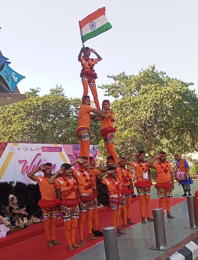 Folk performance at Chaudhary Charan Singh Airport in Lucknow on Friday. Folk performance at Chaudhary Charan Singh Airport in Lucknow on Friday.