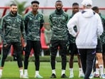 Real Madrid's players take part in a training session Real Madrid's players take part in a training session