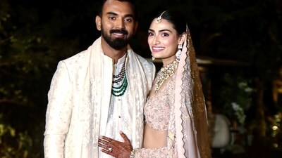 Athiya Shetty: The gorgeous Athiya Shetty looked gorgeous in a contemporary chikankari lehenga. The lehenga was reportedly a handmade and handwoven piece designed by Anamika Khanna. (ANI)