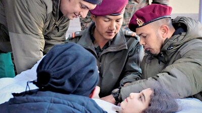 Indian Army personnel provide medical treatment to the people affected in the earthquake-hit Turkey under Operation Dost at a field hospital set up by the Indian Army, on Friday. (ADG PI - INDIAN ARMY Twitter/ ANI) Indian Army personnel provide medical treatment to the people affected in the earthquake-hit Turkey under Operation Dost at a field hospital set up by the Indian Army, on Friday. (ADG PI - INDIAN ARMY Twitter/ ANI)