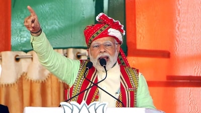 Dhalai, Feb 11 (ANI): Prime Minister Narendra Modi addressing Vijay Sankalp Rally ahead of the Tripura Legislative Assembly election, at Kulai, Ambassa, in Dhalai on Saturday. (ANI Photo) (Papri Bhattacharjee) Dhalai, Feb 11 (ANI): Prime Minister Narendra Modi addressing Vijay Sankalp Rally ahead of the Tripura Legislative Assembly election, at Kulai, Ambassa, in Dhalai on Saturday. (ANI Photo) (Papri Bhattacharjee)