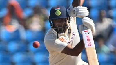 Ravichandran Ashwin bats during the first Test match between India and Australia. (AFP) Ravichandran Ashwin bats during the first Test match between India and Australia. (AFP)