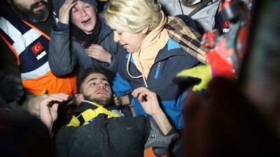 Adnan Muhammet Korkut was trapped under the rubble for around 94 hours. (Twitter) Adnan Muhammet Korkut was trapped under the rubble for around 94 hours. (Twitter)