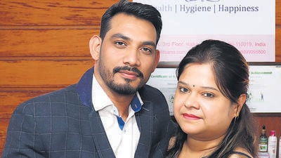 Founders of healthcare startup Mild Cares, Sandeep Vyas and his wife Rachana. (HT PHOTO)