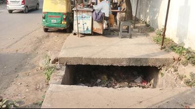 Ghaziabad, India - Febuary 11, 2023: Ghaziabad The NGT in its directions has said that there will be no concretisation at the Navyug Market drain and no sewage should be dumped there in in Ghaziabad , India on Saturday, Febuary 11 . 2022. (Photo by Sakib Ali /Hindustan Times) Ghaziabad, India - Febuary 11, 2023: Ghaziabad The NGT in its directions has said that there will be no concretisation at the Navyug Market drain and no sewage should be dumped there in in Ghaziabad , India on Saturday, Febuary 11 . 2022. (Photo by Sakib Ali /Hindustan Times)