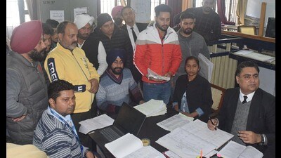 National lok adalat in progress at district courts in Ludhiana on Saturday. (HT photo)