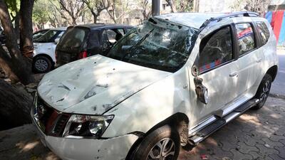 Noida, India- February 11, 2023: A high-speed car with two women and three men overturned on the elevated road in Noida late on Friday night. One of the women died while five others were injured in the accident , in Noida, India, on Saturday, February 11, 2023. (Photo by Sunil Ghosh / Hindustan Times) Noida, India- February 11, 2023: A high-speed car with two women and three men overturned on the elevated road in Noida late on Friday night. One of the women died while five others were injured in the accident , in Noida, India, on Saturday, February 11, 2023. (Photo by Sunil Ghosh / Hindustan Times)