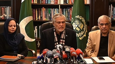 Finance Minister Ishaq Dar told reporters Pakistan had agreed with the IMF on the conditions to release the funds, which have been delayed since last December. (AFP) Finance Minister Ishaq Dar told reporters Pakistan had agreed with the IMF on the conditions to release the funds, which have been delayed since last December. (AFP)