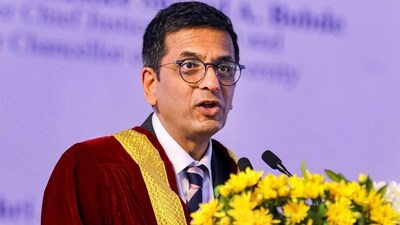 Chief Justice of India DY Chandrachud addresses during the first convocation ceremony of Maharashtra National Law University in Nagpur on Saturday, (PTI) Chief Justice of India DY Chandrachud addresses during the first convocation ceremony of Maharashtra National Law University in Nagpur on Saturday, (PTI)