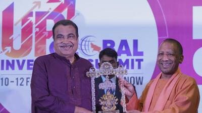Union minister Nitin Gadkari and Uttar Pradesh chief minister Yogi Adityanath at the UP Global Investors Summit in Lucknow on Saturday. (PTI PHOTO) Union minister Nitin Gadkari and Uttar Pradesh chief minister Yogi Adityanath at the UP Global Investors Summit in Lucknow on Saturday. (PTI PHOTO)