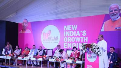 Union minister Virendra Kumar at the UP Global Investors Summit in Lucknow on Saturday. (HT Photo) Union minister Virendra Kumar at the UP Global Investors Summit in Lucknow on Saturday. (HT Photo)
