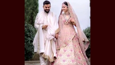 Anushka Sharma: Anushka Sharma made a perfect bride in her blush pink embroidered lehenga. She exchanged vows with Virat Kohli in 2017.&nbsp; (Instagram/@anushkasharma)