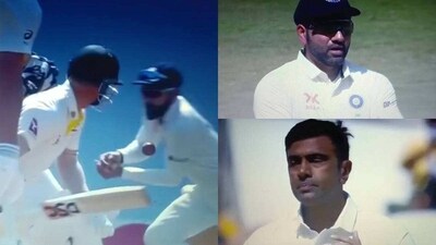 Rohit Sharma, R Ashwin react as Virat Kohli drops a catch Rohit Sharma, R Ashwin react as Virat Kohli drops a catch