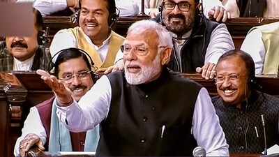 Prime Minister Narendra Modi replies to the Motion of Thanks on the President's address in the Rajya Sabha during Budget Session of Parliament, in New Delhi, Thursday, (PTI) Prime Minister Narendra Modi replies to the Motion of Thanks on the President's address in the Rajya Sabha during Budget Session of Parliament, in New Delhi, Thursday, (PTI)