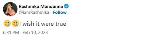 Rashmika denied the claim. Rashmika denied the claim.