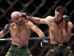 Islam Makhachev throws a punch against Alex Volkanovski during their lightweight title bout in the main event of UFC 284 Islam Makhachev throws a punch against Alex Volkanovski during their lightweight title bout in the main event of UFC 284