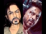 A screengrab from the viral video that showcases a makeup artist’s transformation into Shah Rukh Khan’s Pathaan look.