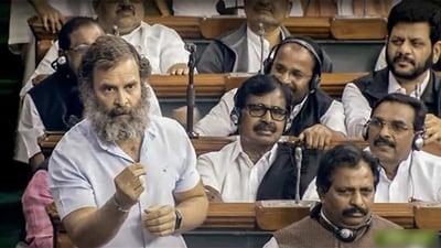 Congress MP Rahul Gandhi speaks in the Lok Sabha at the Motion of Thanks on the President's address during the Budget Session of Parliament. (ANI) Congress MP Rahul Gandhi speaks in the Lok Sabha at the Motion of Thanks on the President's address during the Budget Session of Parliament. (ANI)
