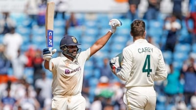 Rohit Sharma celebrates his century during Nagpur Test (ANI )
