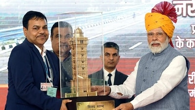 Prime Minister Narendra Modi in Dausa on Sunday. (ANI Photo) Prime Minister Narendra Modi in Dausa on Sunday. (ANI Photo)