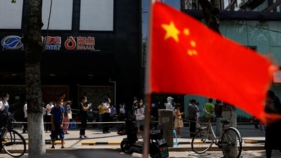 China's flag flutters near a makeshift nucleic acid testing site. (File image) (REUTERS)