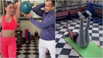 Watch Kareena Kapoor's workout routine with a medicine ball. (Instagram) Watch Kareena Kapoor's workout routine with a medicine ball. (Instagram)