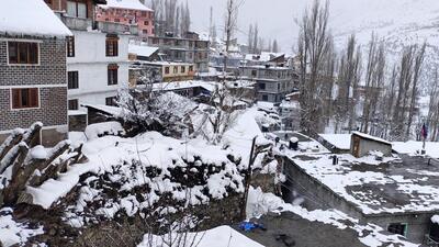 Keylong, the district headquarters of Lahaul and Spiti, recorded the lowest temperature in the state at minus -4.7 degrees Celsius. (Aqil Khan/HT)