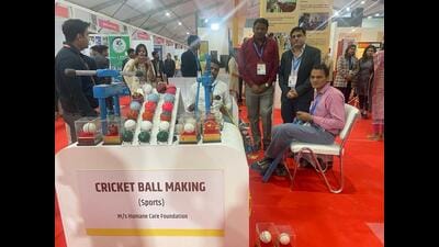Live demonstration of the Dukes ball manufacturing by Human Care Foundation. (HT Photo) Live demonstration of the Dukes ball manufacturing by Human Care Foundation. (HT Photo)