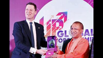 Lucknow, Feb 12 (ANI): Uttar Pradesh Chief Minister Yogi Adityanath with United Kingdom Minister of State at Ministry of Defence Alex Chalk KC MP during the during 'United Kingdom' session at UP Global Investors Summit 2023, in Lucknow on Sunday. (ANI Photo) (Yogi Adityanath Twitter) Lucknow, Feb 12 (ANI): Uttar Pradesh Chief Minister Yogi Adityanath with United Kingdom Minister of State at Ministry of Defence Alex Chalk KC MP during the during 'United Kingdom' session at UP Global Investors Summit 2023, in Lucknow on Sunday. (ANI Photo) (Yogi Adityanath Twitter)