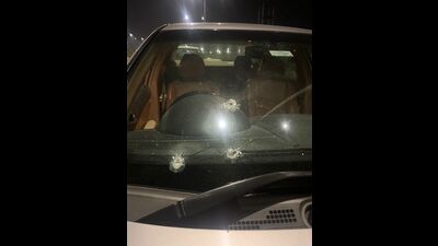 The assailants fired three shots at the Mohali resident’s car in Sector 88, Mohali, on Thursday evening. (HT Photo)