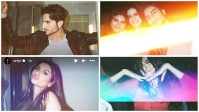 Ibrahim Ali Khan, Nysa Devgn, Mahikaa Rampal and Palak Tiwari in photos shared by Orry. Ibrahim Ali Khan, Nysa Devgn, Mahikaa Rampal and Palak Tiwari in photos shared by Orry.