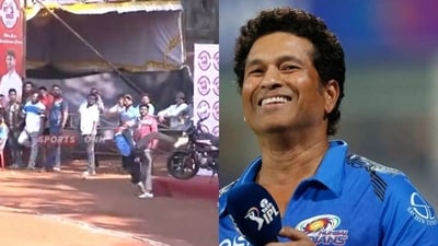 Sachin Tendulkar reacted to a viral cricket video. Sachin Tendulkar reacted to a viral cricket video.