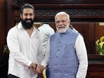 KGF actor Yash meets Prime Minister Narendra Modi, in Bengaluru on Sunday. (ANI Photo)
KGF actor Yash meets Prime Minister Narendra Modi, in Bengaluru on Sunday. (ANI Photo)